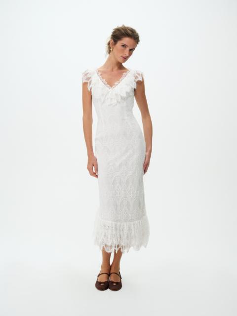 For Love & Lemons Victorian Cascade Lace Midi Dress