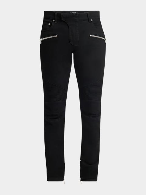 Balmain Men's Denim Biker Pants
