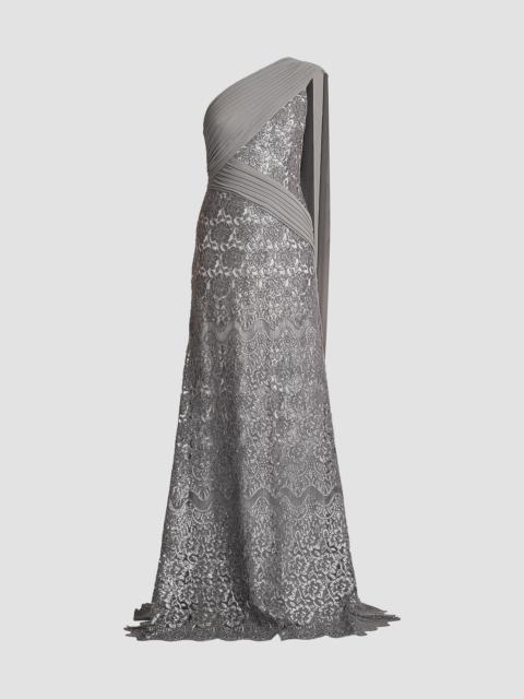 TADASHI SHOJI Women's Sequined Lace One-Shoulder Gown - Mist