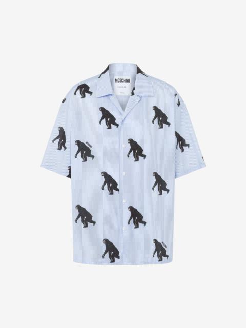 Moschino POPLIN SHIRT ALLOVER CHIMPANZEE