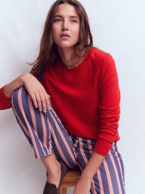 BODEN Emilia Cotton Crew Sweater-Merida Red