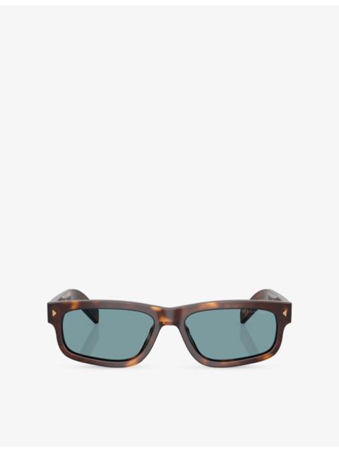 Prada PR B11SF Rectangle-Frame Tortoiseshell Acetate Sunglasses