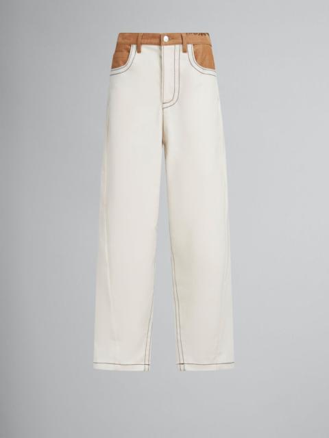 Marni ECRU CARROT-FIT JEANS WITH MARNI MENDING