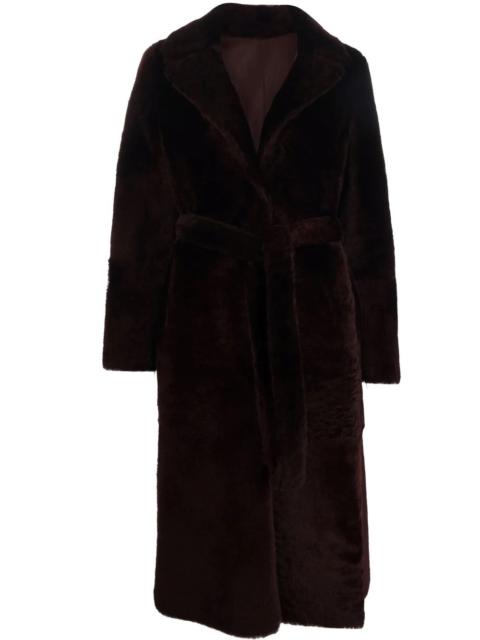Yves Salomon long belted shearling coat