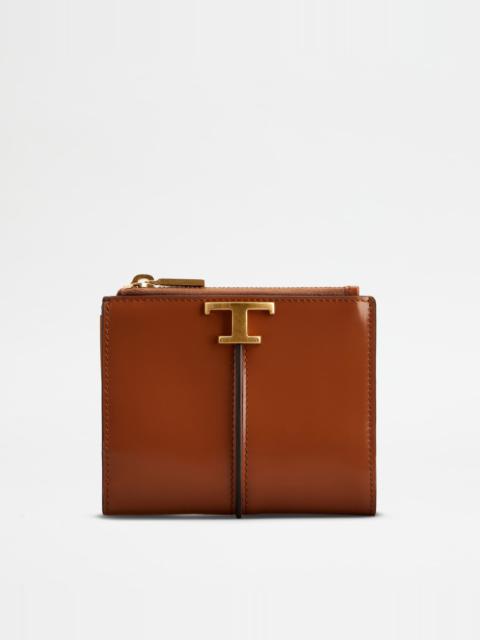 Tod's T TIMELESS WALLET IN LEATHER - ORANGE