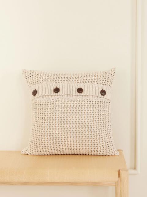 Brunello Cucinelli Open-knit cotton-blend cushion Beige
