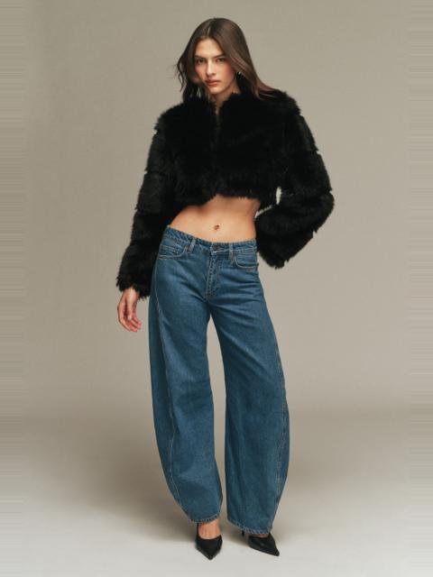 BARDOT Petro Cropped Faux Fur Jacket In Black