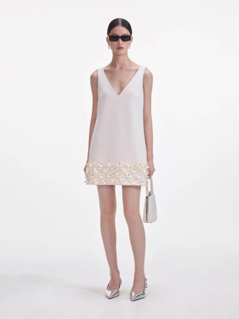 self-portrait Cream Crepe 3D Sequin Mini Dress