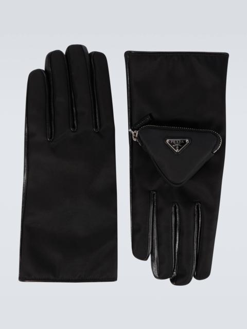 Prada Nylon and leather gloves