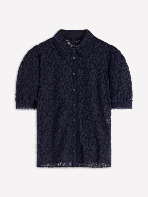 BODEN Short Sleeve Lace Blouse-Navy