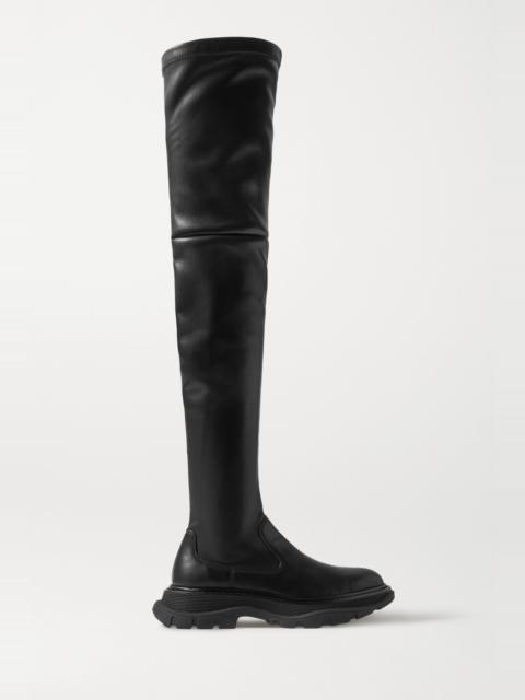 Alexander McQueen Leather exaggerated-sole over-the-knee boots