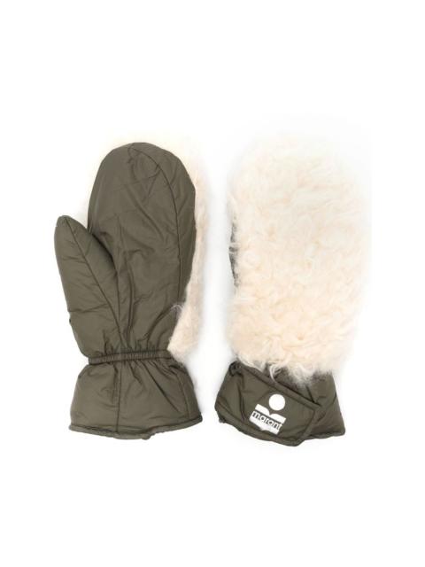 shearling-panel mittens