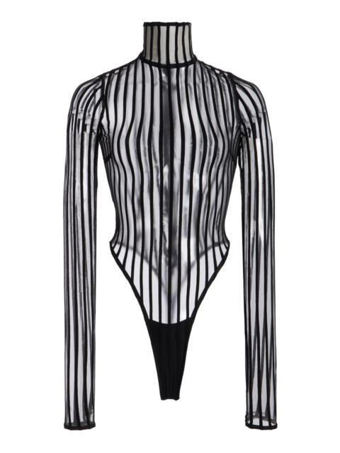 LaQuan Smith Cross Grain Turtleneck Bodysuit black