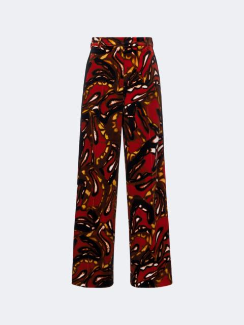 Dries Van Noten Printed cotton-blend wide-leg pants