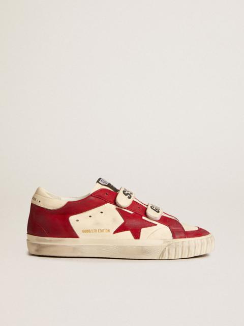 Golden Goose 빨간색 nubuck 스타와 nappa heel 탭과 nappa에서 오래된 학교