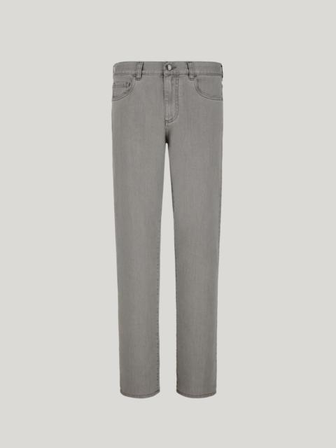Canali GREY FIVE-POCKET STRETCH DENIM PANTS