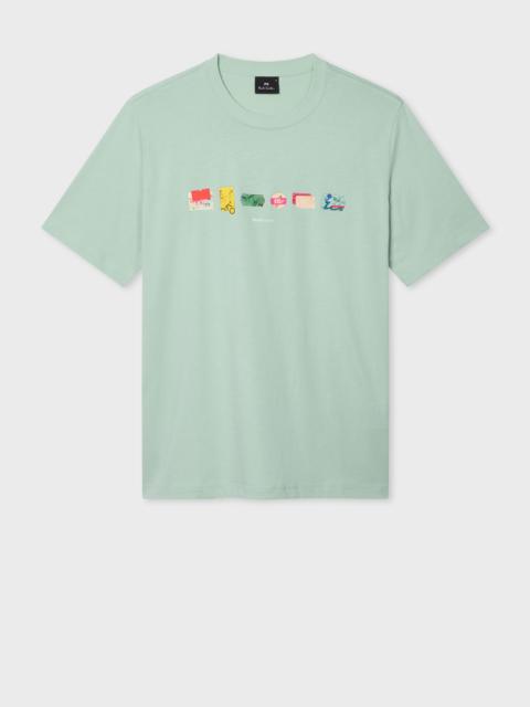 Paul Smith Mint Green 'Stickers' Print T-Shirt