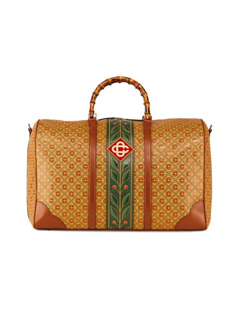 CASABLANCA Brown Leather Diamond Monogram Grand Prix Weekender