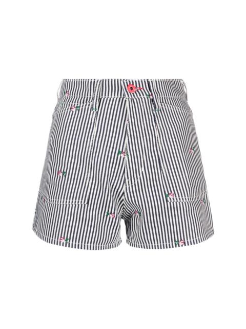 KENZO striped embroidered high-waisted shorts