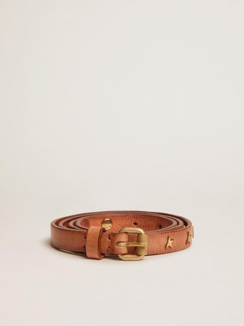 Golden Goose Molly tan leather belt with star-shaped studs