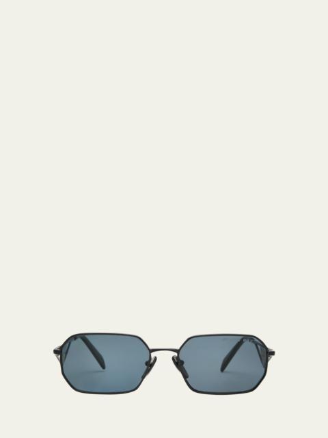 Prada Men's Polarized Steel Rectangle Sunglasses