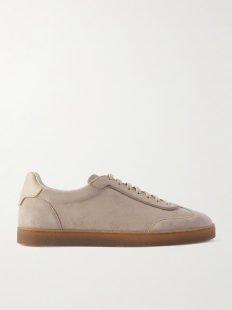 Brunello Cucinelli Leather-Trimmed Suede Sneakers