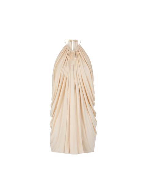 LIGHT LUSTROUS JERSEY HALTERNECK COCKTAIL DRESS