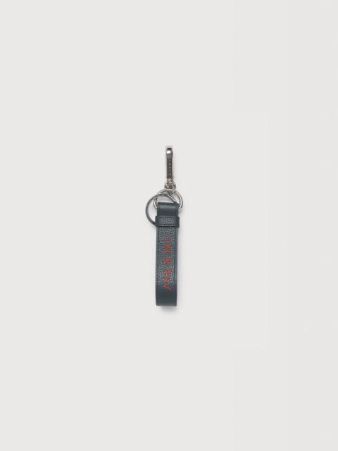 Marni DEEP GREEN LEATHER KEYRING WITH MARNI MENDING