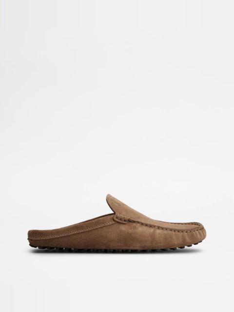 TOD'S GOMMINO MULE SHOES IN SUEDE - BROWN