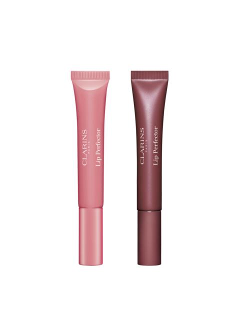 CLARINS Lip Perfector Shimmer & Glow Bundle | Rose Shimmer & Mulberry Glow Lip Gloss Set