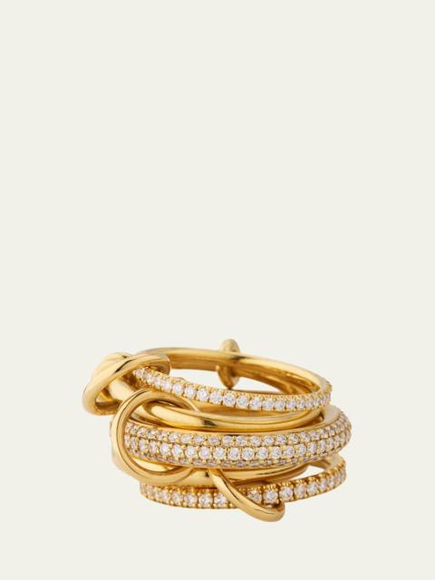 Spinelli Kilcollin Venus 18K Yellow Gold 5-Link Ring with Diamonds