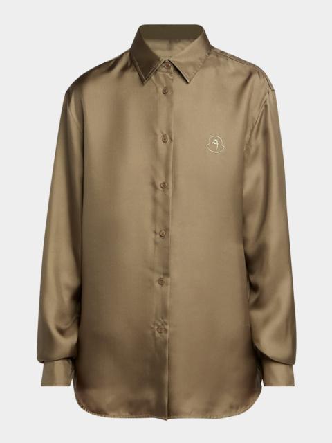 Moncler x Qiu Hao Long-Sleeve Silk Twill Shirt