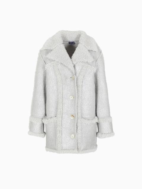 GIORGIO ARMANI GIORGIO ARMANI NEVE PEA COAT IN A LAMINATED CASHMERE, ALPACA AND SILK BLEND
