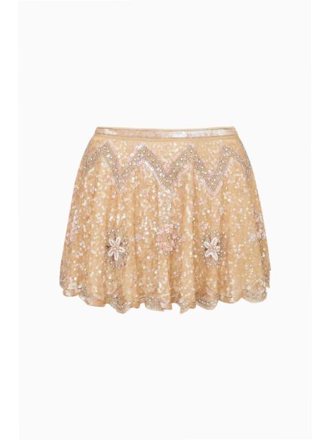 LoveShackFancy Bramble Beaded Sequin Mini Skirt