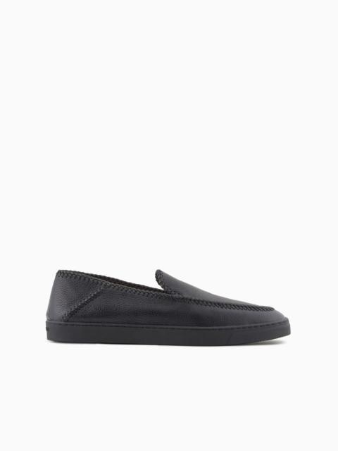 GIORGIO ARMANI Galleria 3 deerskin slip-ons with threading