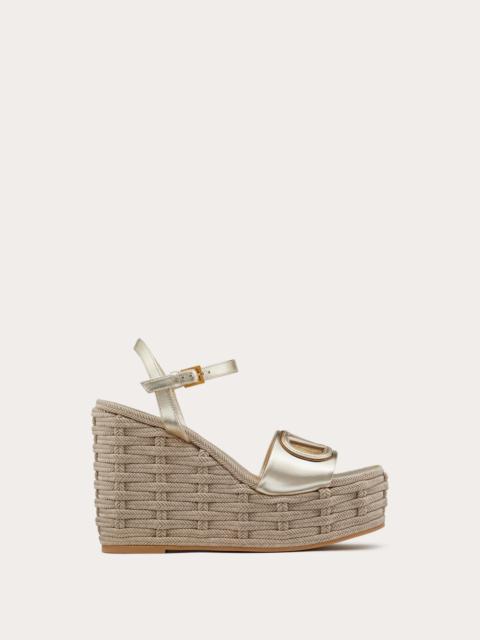Valentino VLOGO CUT-OUT WEDGE SANDAL IN LAMINATED NAPPA LEATHER 110MM