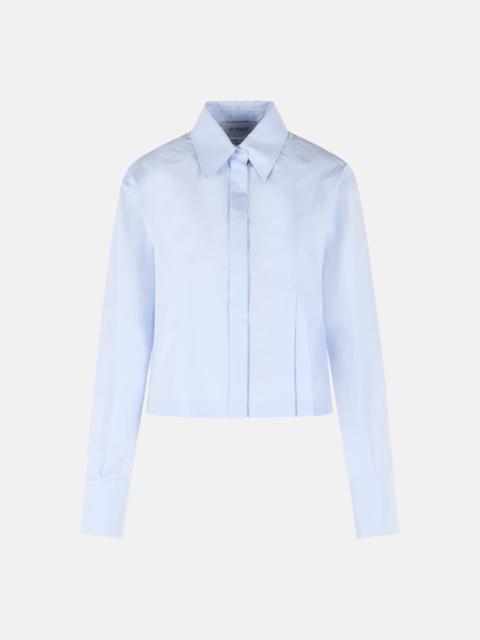 'CERTO' CROPPED SHIRT IN COTTON POPLIN WITH LIGHT BLUE ASYMMETRIC PLEATS