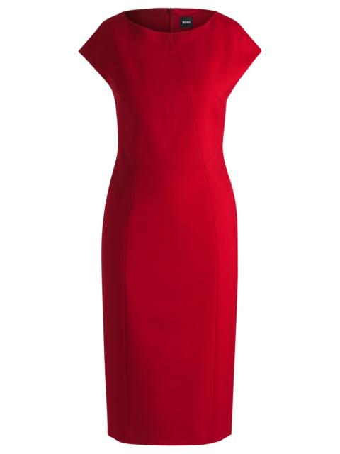 BOSS CAP-SLEEVE DRESS IN WOOL TWILL
