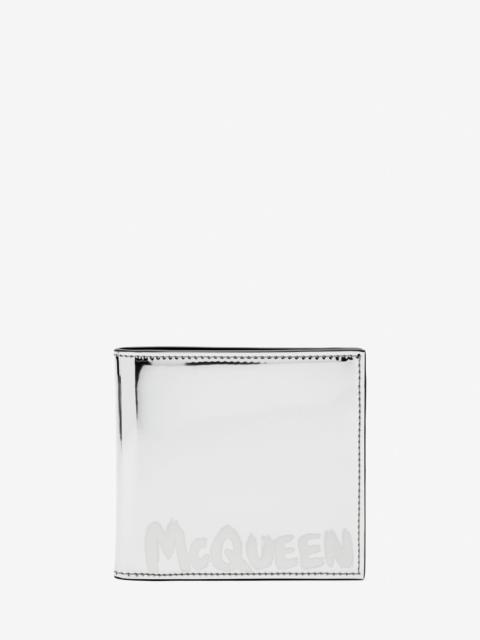 Men's McQueen Graffiti Billfold Wallet in Silver