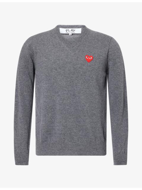 Comme des Garçons PLAY Heart Motif-Logo V-Neck Wool Jumper