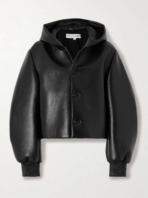 JW Anderson Hooded cropped padded leather jacket Black