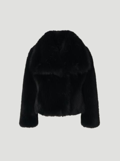 KAREN MILLEN Textured Faux Fur Short Coat
