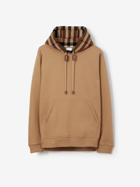 Burberry Check Hood Cotton Blend Hoodie