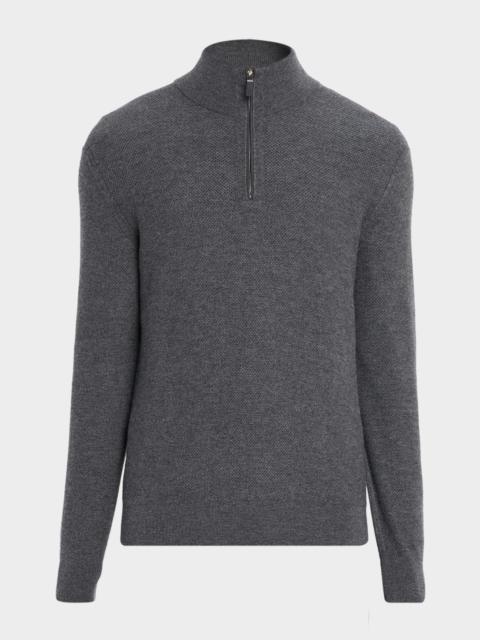 ZEGNA Men's Cashmere Waffle-Knit Quarter-Zip Sweater
