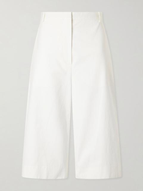 The Row Falk cotton and cashmere-blend drill knee-lenght shorts White