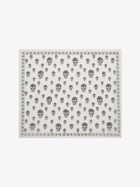 Alexander McQueen Women's Classic Silk Chiffon Skull Scarf in Ivory/black