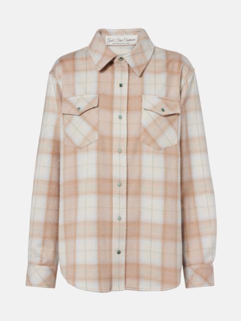 God’s True Cashmere Champagne Tartan cashmere shirt with emerald