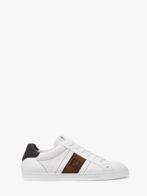 FENDI White leather low-tops