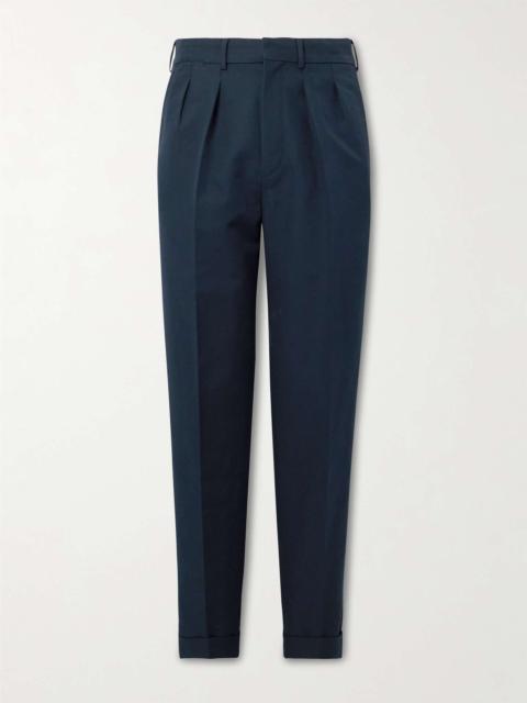 TOM FORD Tapered Pleated Cotton Trousers
