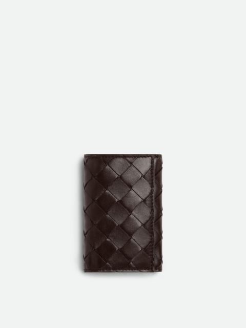 キーケース BOTTEGA VENETA DARK BROWN NAPPA LEATHER KEYRING CASE BOTTEGA VENETA Key Case Leather Brown Men's with Scratches